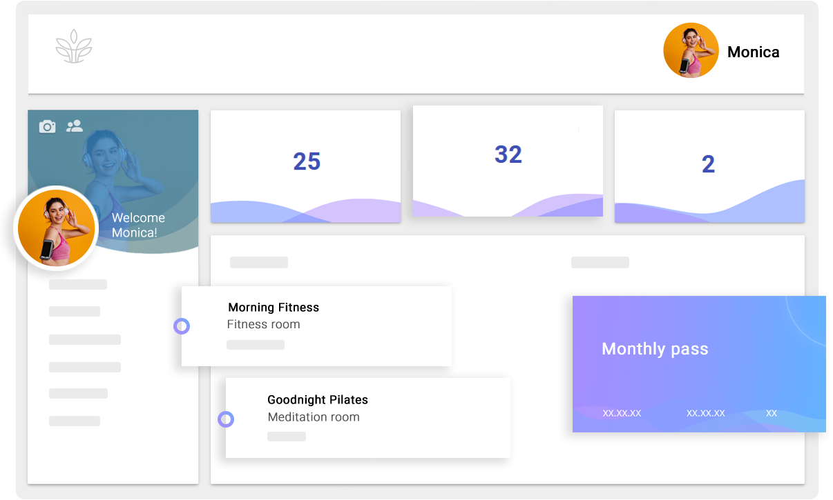 Client portal showing history, passes and booking options