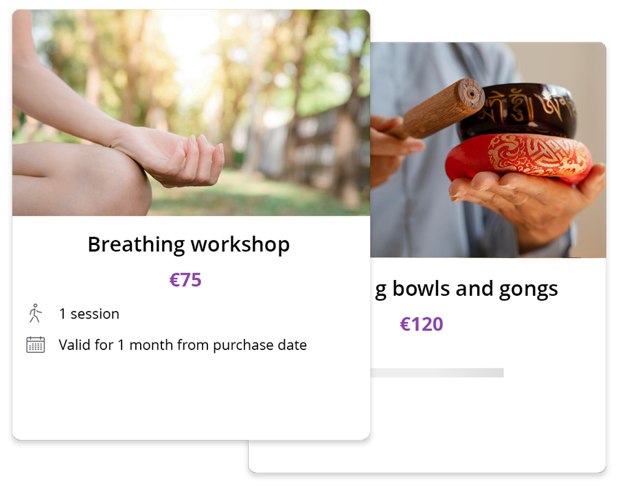 Example of a course pricing card with photo, access period and details