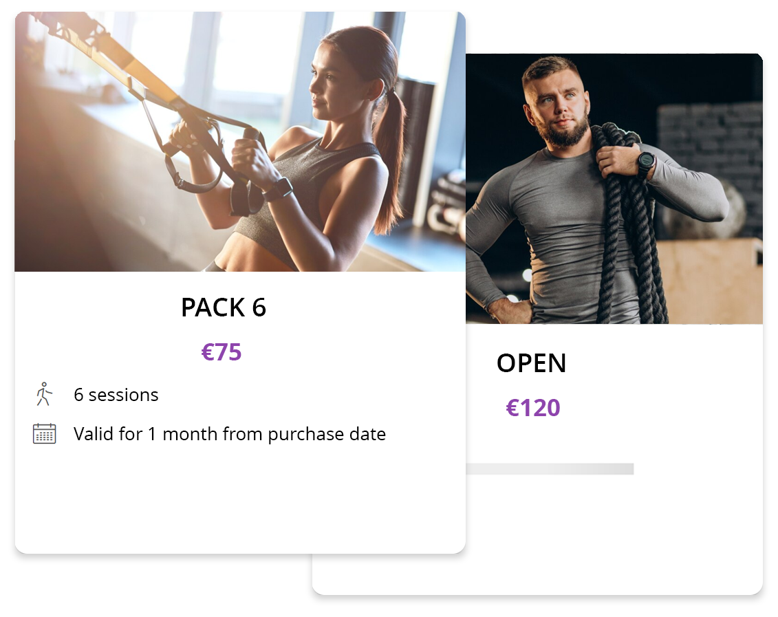 Example of CrossFit passes with single entry and multi-session options