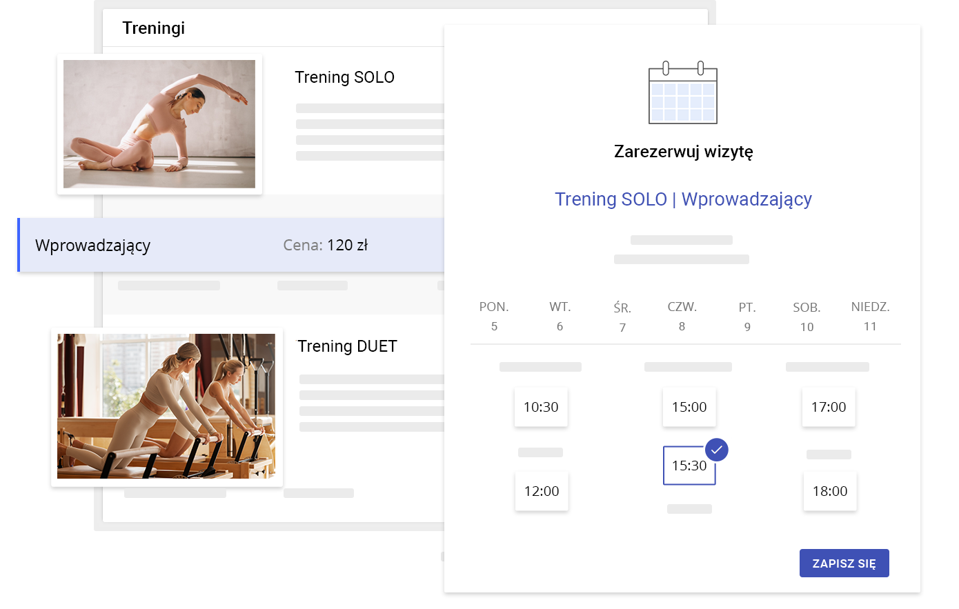 Kalendarz treningów personalnych dostępny dla klientów online