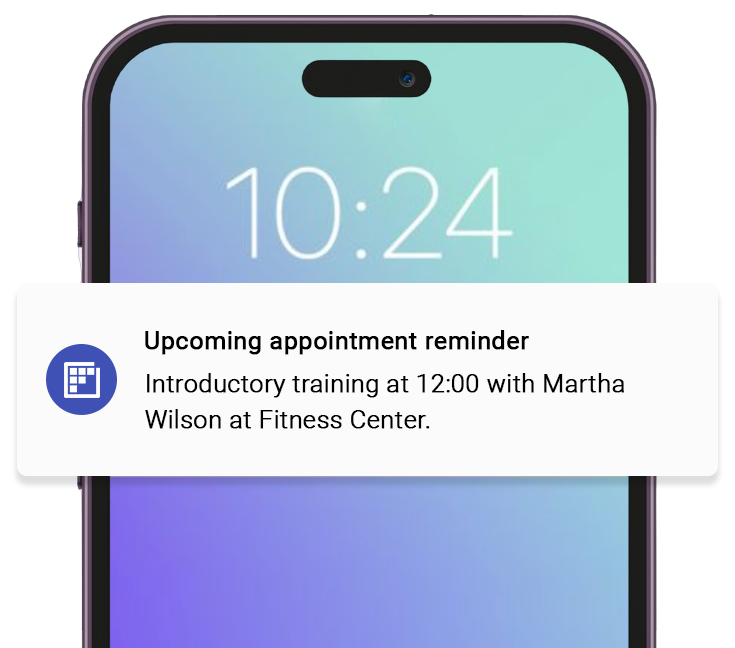 Automated visit reminders via email, push, SMS and calendar sync