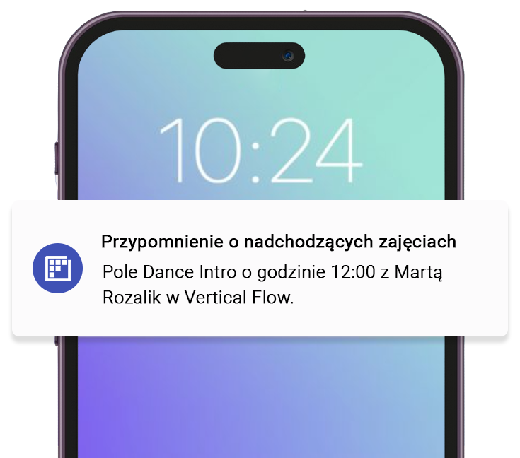 Automatyczne przypomnienia o sesjach pole dance wysyłane przez e‑mail, powiadomienia push i SMS
