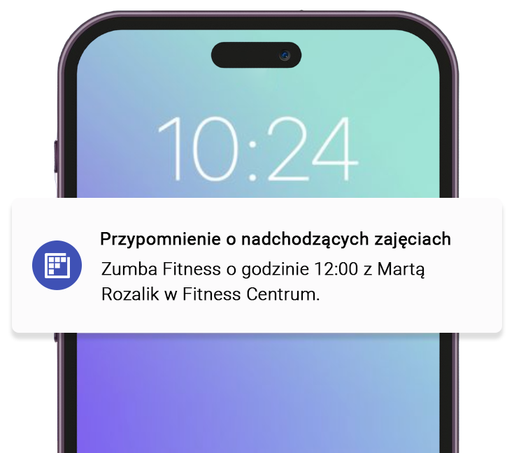 Automatyczne przypomnienie o sesji Zumba wysyłane przez push, email i SMS