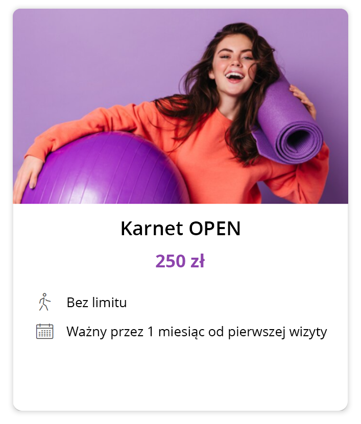 Lista karnetów i wejściówek z możliwością własnej konfiguracji ceny i ważności
