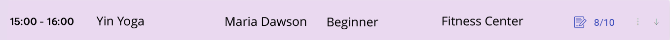 Yoga class in the Fitssey schedule
