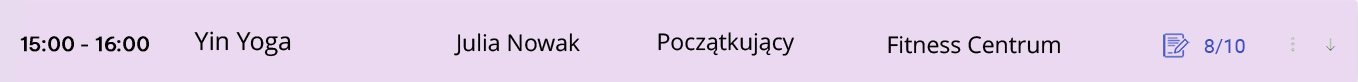 Zajęcia jogi na grafiku w systemie Fitssey