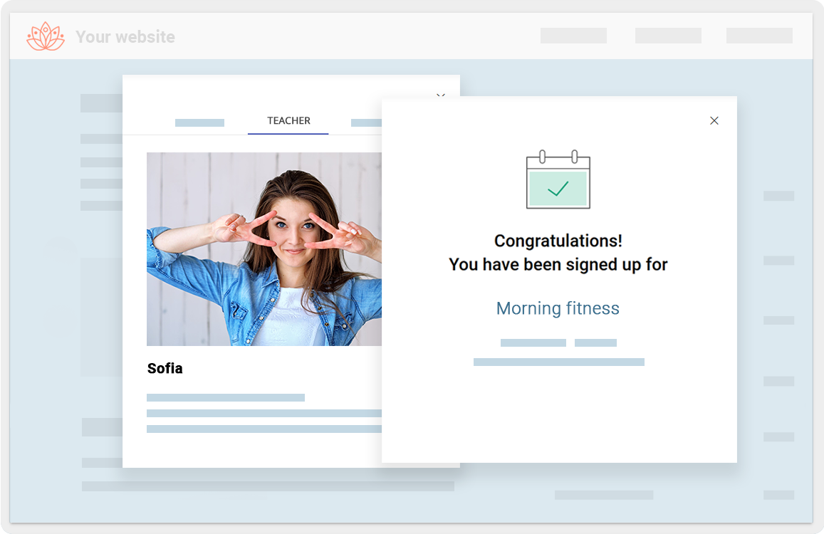 Website with Fitssey booking widget integrated for direct sign-ups